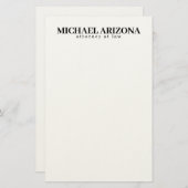 Zwart & Wit Minimalistisch Eenvoudig Vlak Briefpapier (Voorkant / Achterkant)