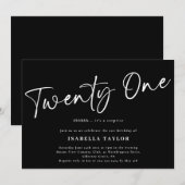 Zwart Wit Minimalistisch Elegant 21e Verjaardag Kaart (Voorkant / Achterkant)