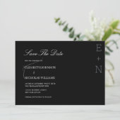 zwart & wit minimalistisch elegant huwelijk save the date (Staand voorkant)