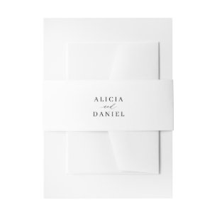 Zwart-wit minimalistisch elegante bruiloft uitnodigingen wikkel