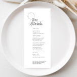 Zwart-wit minimalistisch eten en Drink bruiloft Menu<br><div class="desc">Dit minimalistische ontwerp combineert naadloos klassieke zwart-witte elementen,  waardoor het een veelzijdige keuze is voor elk trouwthema. Pas dit menu aan om uw verrukkelijke aanbod te laten zien,  zodat u een elegante touch krijgt die bijdraagt aan de algehele sfeer van uw feest.</div>