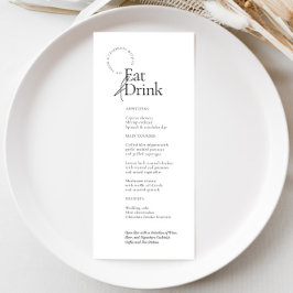Zwart-wit minimalistisch eten en Drink bruiloft Menu
