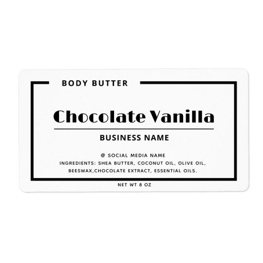 Zwart-wit minimalistisch etiket voor typografie (Voorkant)