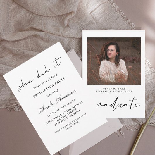 zwart-wit minimalistisch foto-Afstuderen Kaart