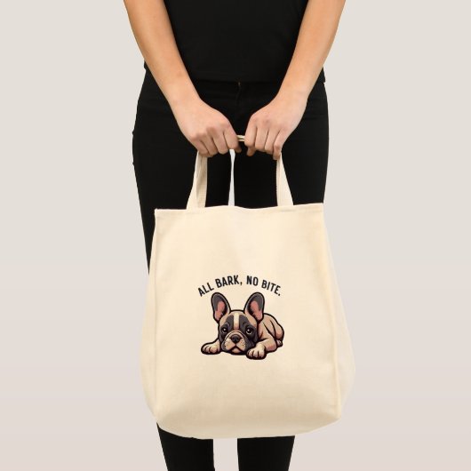 Zwart-wit minimalistisch Frenchie Gezegde Tote Bag (Voorkant (product))