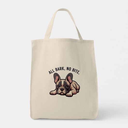 Zwart-wit minimalistisch Frenchie Gezegde Tote Bag (Achterkant)