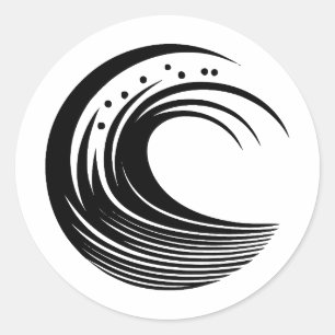 Zwart-wit minimalistisch golfontwerp ronde sticker