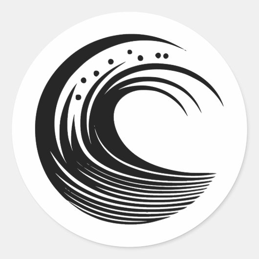 Zwart-wit minimalistisch golfontwerp ronde sticker (Voorkant)