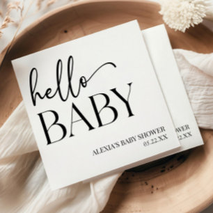 Zwart Wit Minimalistisch Hallo Baby Baby Borrel Servet