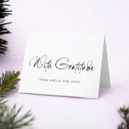 Zwart-wit minimalistisch handgeschreven script bedankkaart