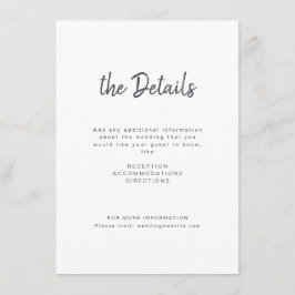 Zwart wit minimalistisch handgeschreven script bru informatiekaartje