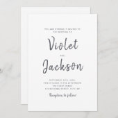 Zwart wit minimalistisch handgeschreven script bru kaart (Voorkant / Achterkant)