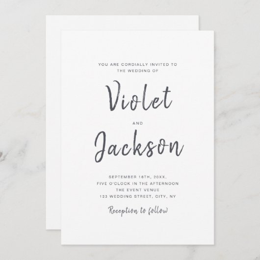 Zwart wit minimalistisch handgeschreven script bru kaart (Voorkant / Achterkant)