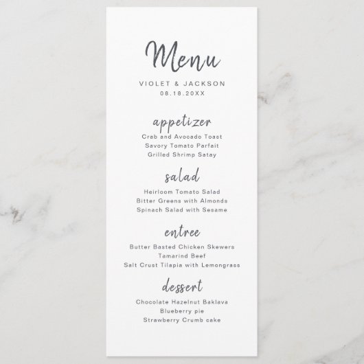 Zwart wit minimalistisch handgeschreven script bru menu (Voorkant)