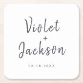 Zwart-wit, minimalistisch handgeschreven script kartonnen onderzetters (Voorkant)