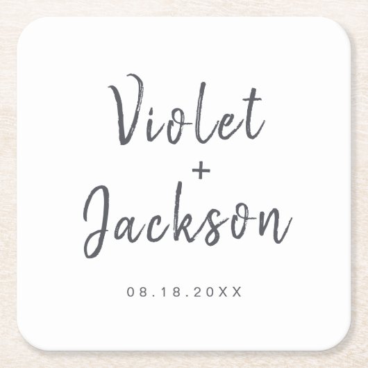 Zwart-wit, minimalistisch handgeschreven script kartonnen onderzetters (Voorkant)