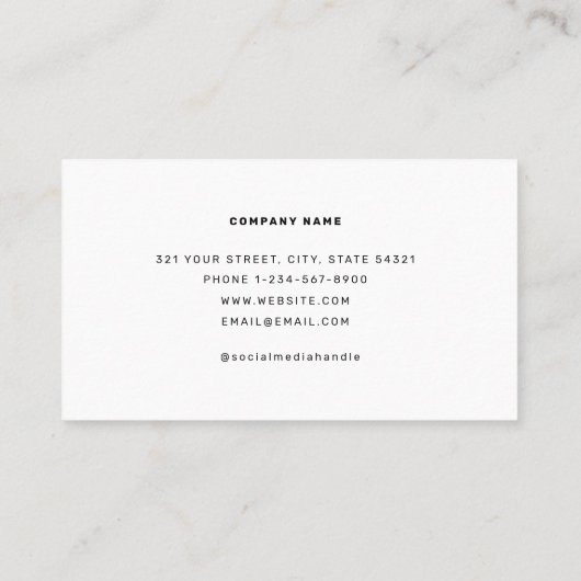 Zwart wit, minimalistisch handschrift visitekaartje (Achterkant)