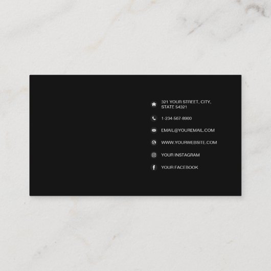 Zwart wit, minimalistisch handschrift visitekaartje (Achterkant)