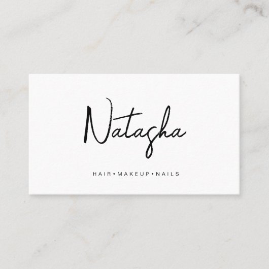 Zwart wit, minimalistisch handschrift visitekaartje (Voorkant)