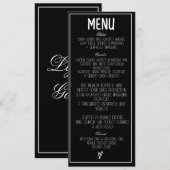 Zwart-wit minimalistisch hartmenu programmakaart (Voorkant / Achterkant)