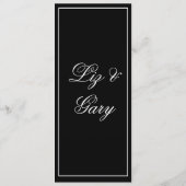 Zwart-wit minimalistisch hartmenu programmakaart (Achterkant)