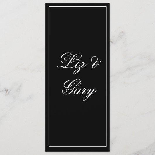 Zwart-wit minimalistisch hartmenu programmakaart (Achterkant)