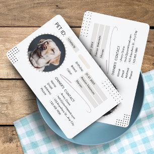 Zwart & Wit Minimalistisch Honden ID-kaartje - Lid Badge