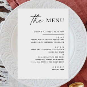 Zwart & Wit Minimalistisch Huwelijk   Elegant Form Menu
