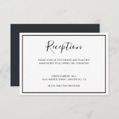 Zwart & Wit Minimalistisch Huwelijksontvangstkaart Informatiekaartje (Voorkant / Achterkant)