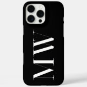Zwart-wit minimalistisch Initiaal monogram Case-Mate iPhone Case (Achterkant)