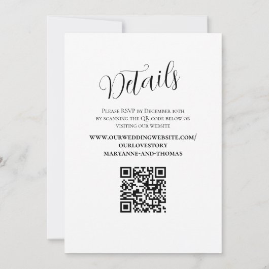 Zwart-wit Minimalistisch Kalligrafie Script Kaart (Achterkant)