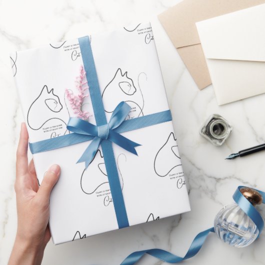 Zwart-wit minimalistisch kattencadeau cadeaupapier (Geschenken)