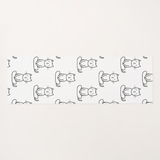 Zwart-wit minimalistisch kattenontwerp yogamat (Achterkant (horizontaal))