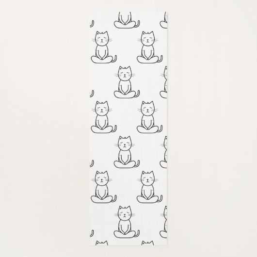 Zwart-wit minimalistisch kattenontwerp yogamat (Achterkant)