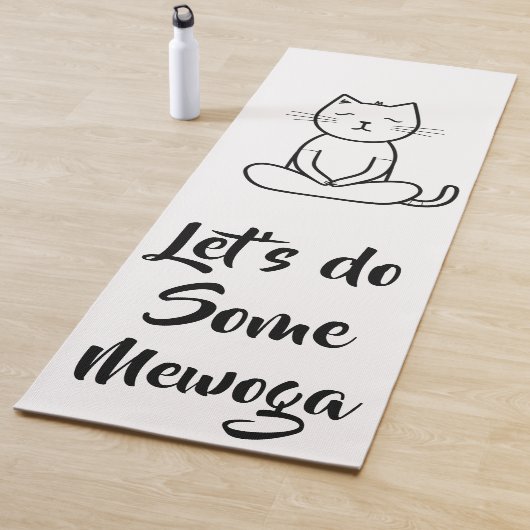 Zwart-wit minimalistisch kattenontwerp yogamat (In situ)