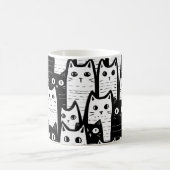 Zwart-wit minimalistisch kattenpatroon koffiemok (Center)