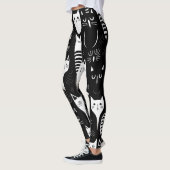 Zwart-wit minimalistisch kattenpatroon leggings (Links)