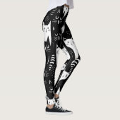 Zwart-wit minimalistisch kattenpatroon leggings (Rechts)