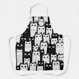 Zwart-wit minimalistisch kattenpatroon schort