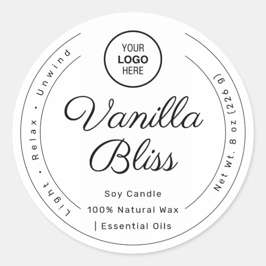 Zwart Wit Minimalistisch Label Handgemaakte Soja K (Voorkant)