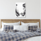 Zwart-wit minimalistisch landschap Abstracte kunst Canvas Afdruk (Insitu (Slaapkamer))