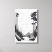Zwart-wit minimalistisch landschap Abstracte kunst Canvas Afdruk (Voorkant)