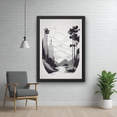 Zwart-wit minimalistisch landschap Abstracte kunst Perfect Poster