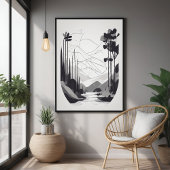 Zwart-wit minimalistisch landschap Abstracte kunst Perfect Poster