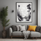 Zwart-wit minimalistisch landschap Abstracte kunst Poster