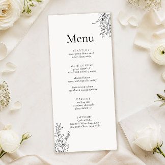 Zwart & Wit Minimalistisch Lijnen Kunst Trouwmenu Menu