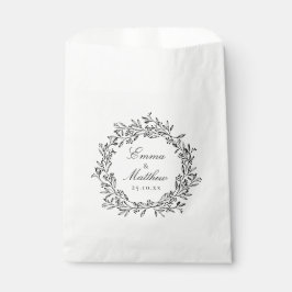 Zwart & Wit Minimalistisch Logo met Botanische Kra Bedankzakje
