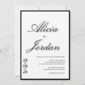 Zwart & Wit Minimalistisch met QR-code bruiloft Kaart (Voorkant)