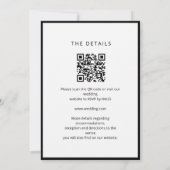 Zwart & Wit Minimalistisch met QR-code bruiloft Kaart (Achterkant)