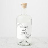 Zwart Wit Minimalistisch Minimalistische Tak Blad Likeurfles Etiket (Voorkant)